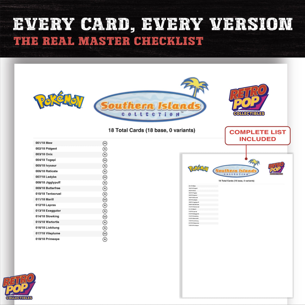 Southern Islands Pokemon card checklist PDF preview