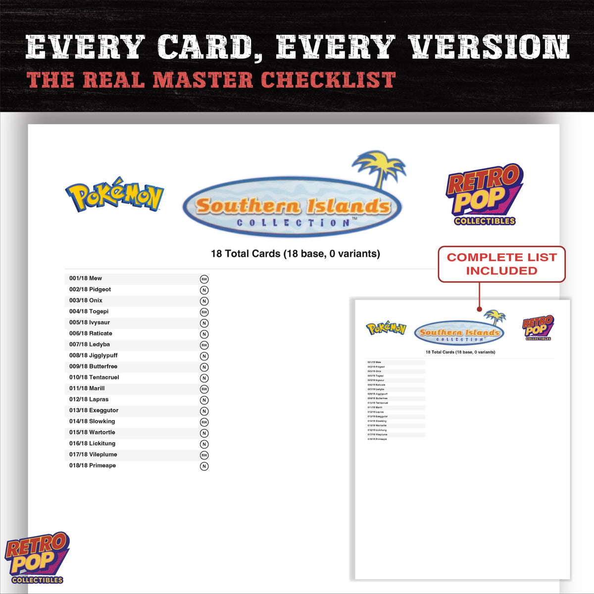 Southern Islands Pokemon card checklist PDF preview