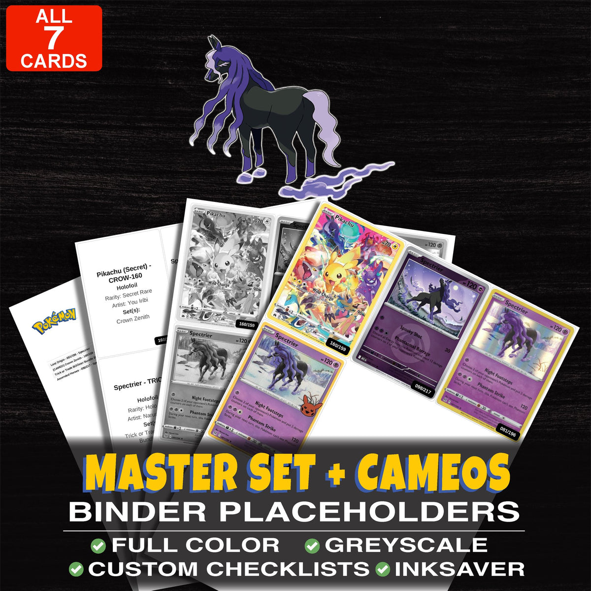 Every Spectrier Pokemon card ever made - master set binder placeholders with Spectrier