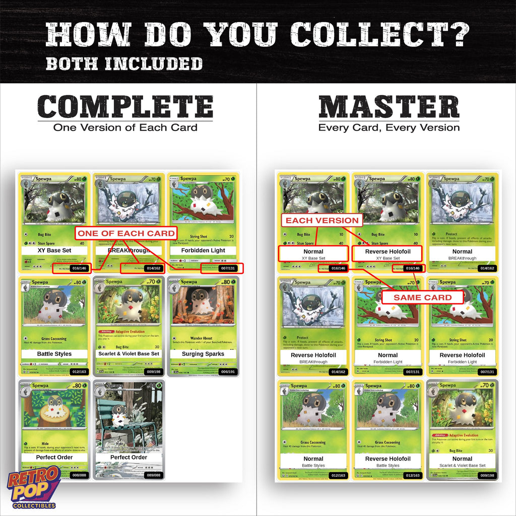 Complete Set vs Master Set versions of the Spewpa binder placeholders