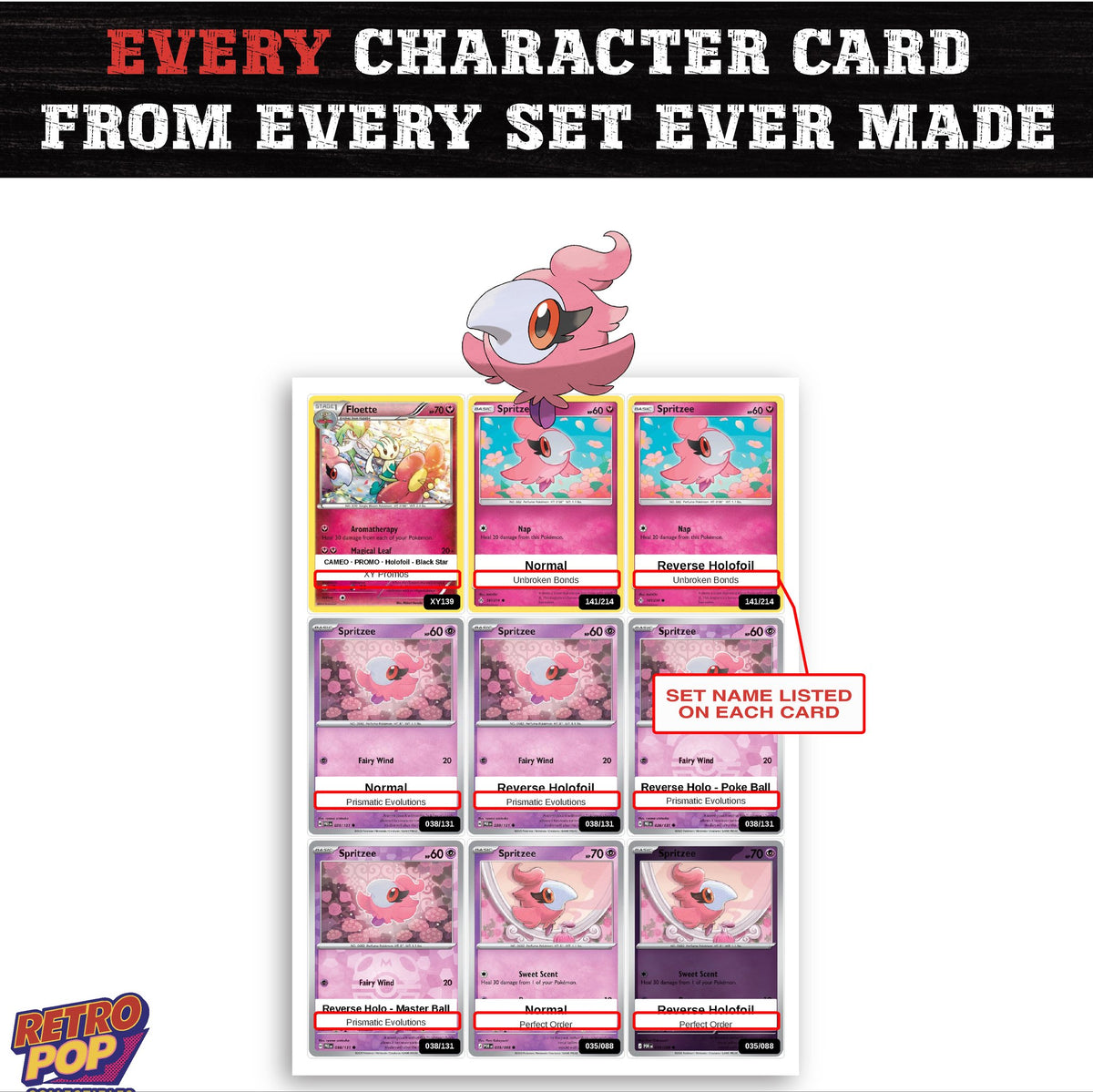 Spritzee card collection preview - every set Spritzee appears in