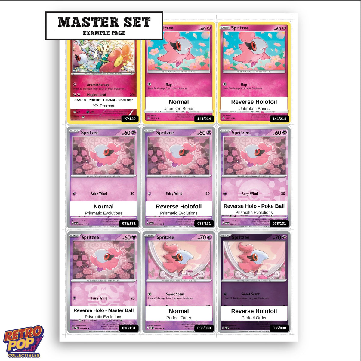 Printed Spritzee Pokemon placeholders in binder - real photo 3