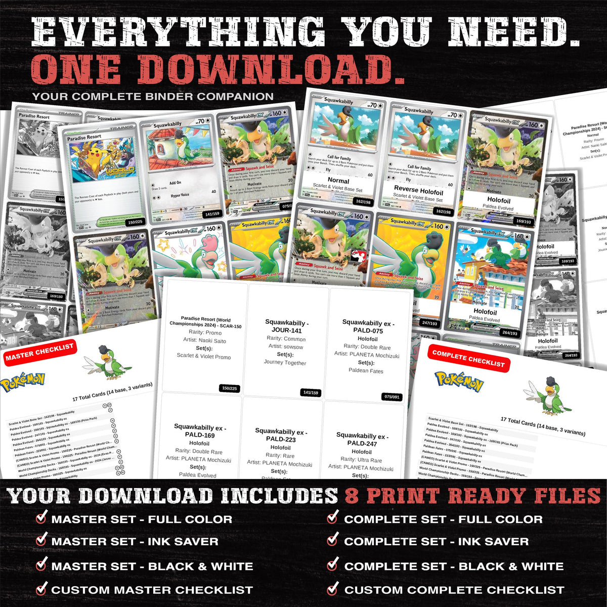 Everything included in the Squawkabilly master set download - 8 PDF files
