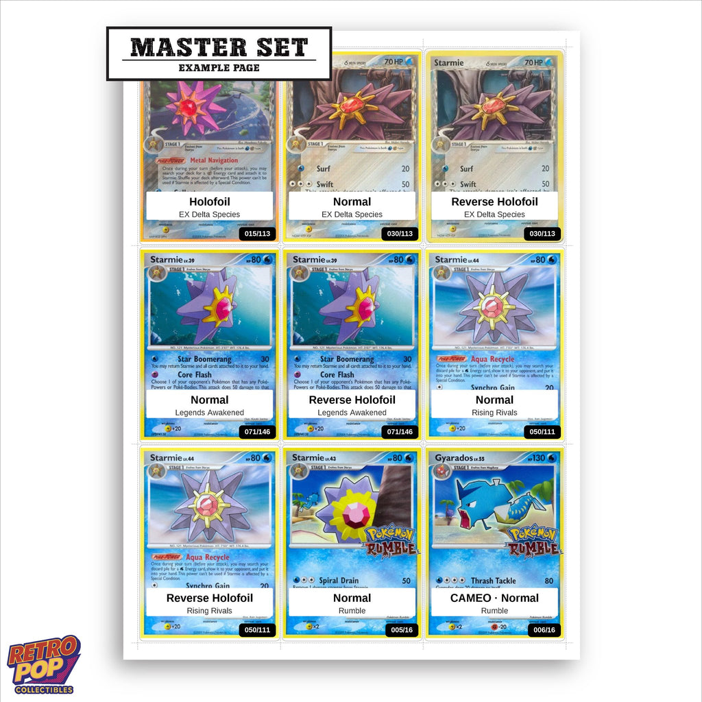 Printed Starmie Pokemon placeholders in binder - real photo 1