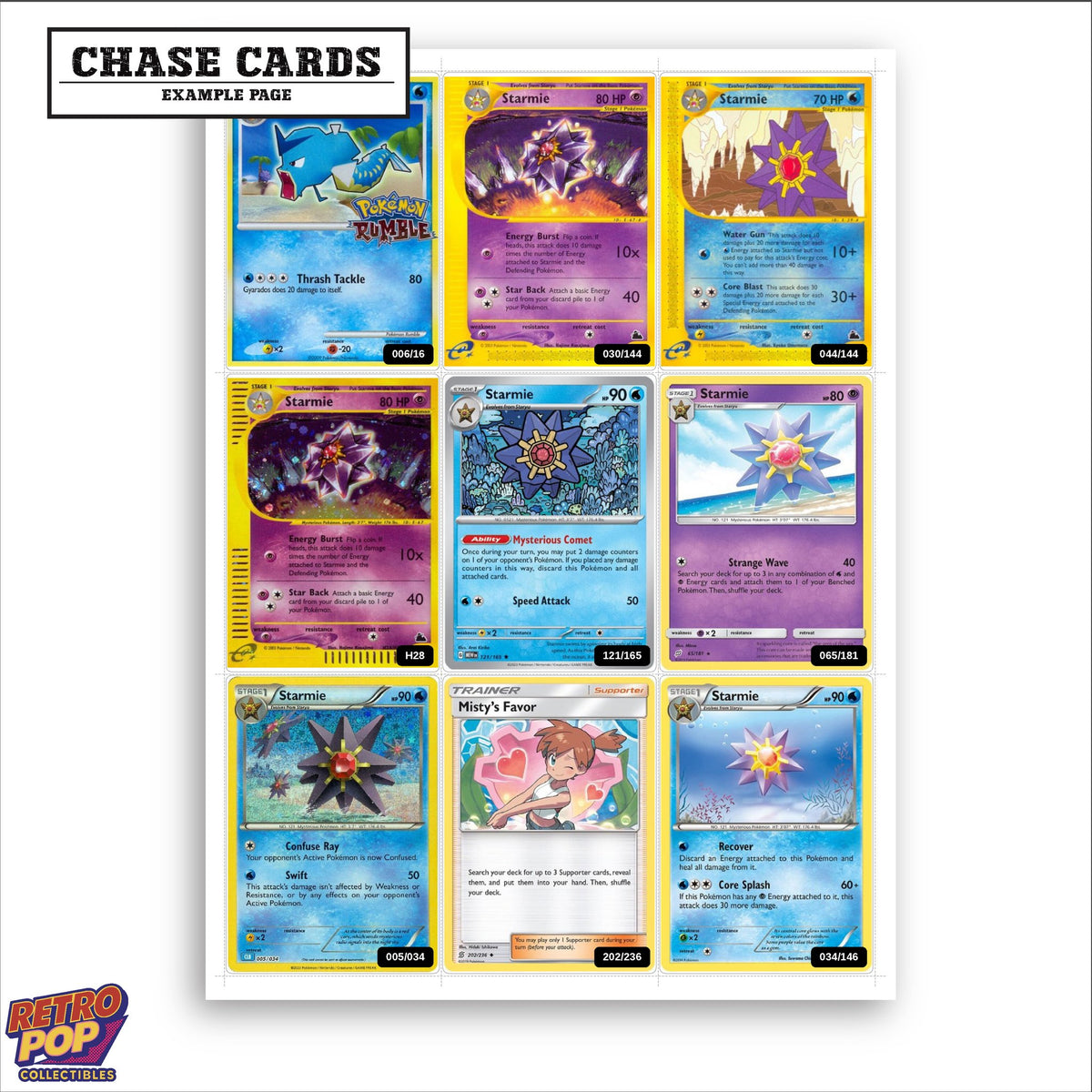 Printed Starmie Pokemon placeholders in binder - real photo 2