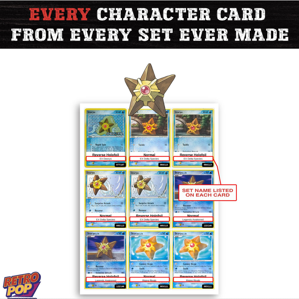 Staryu card collection preview - every set Staryu appears in