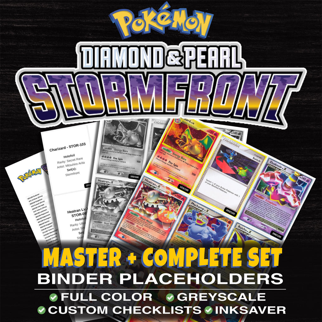 Stormfront Pokemon binder placeholders printable PDF - includes Charizard