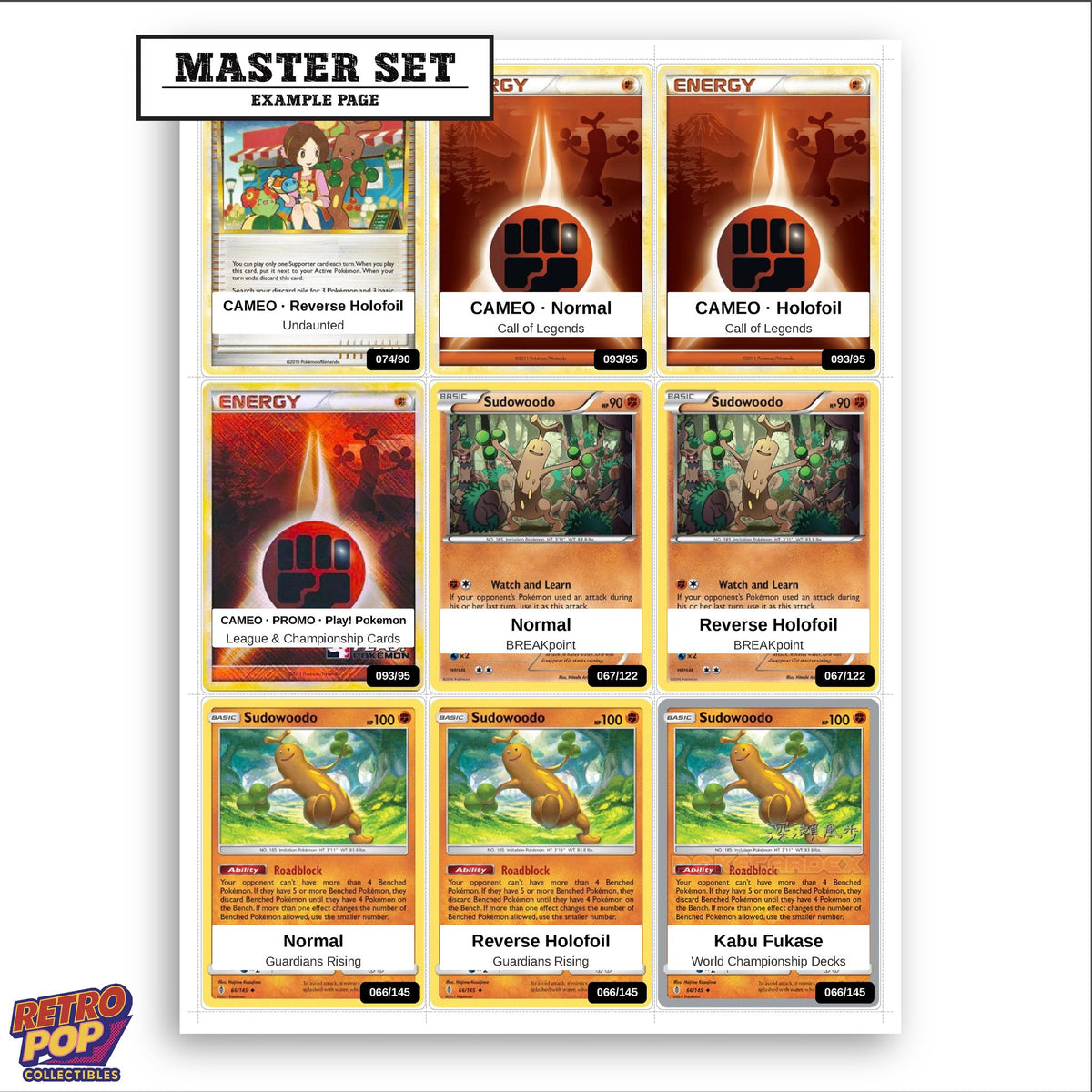 Printed Sudowoodo Pokemon placeholders in binder - real photo 3