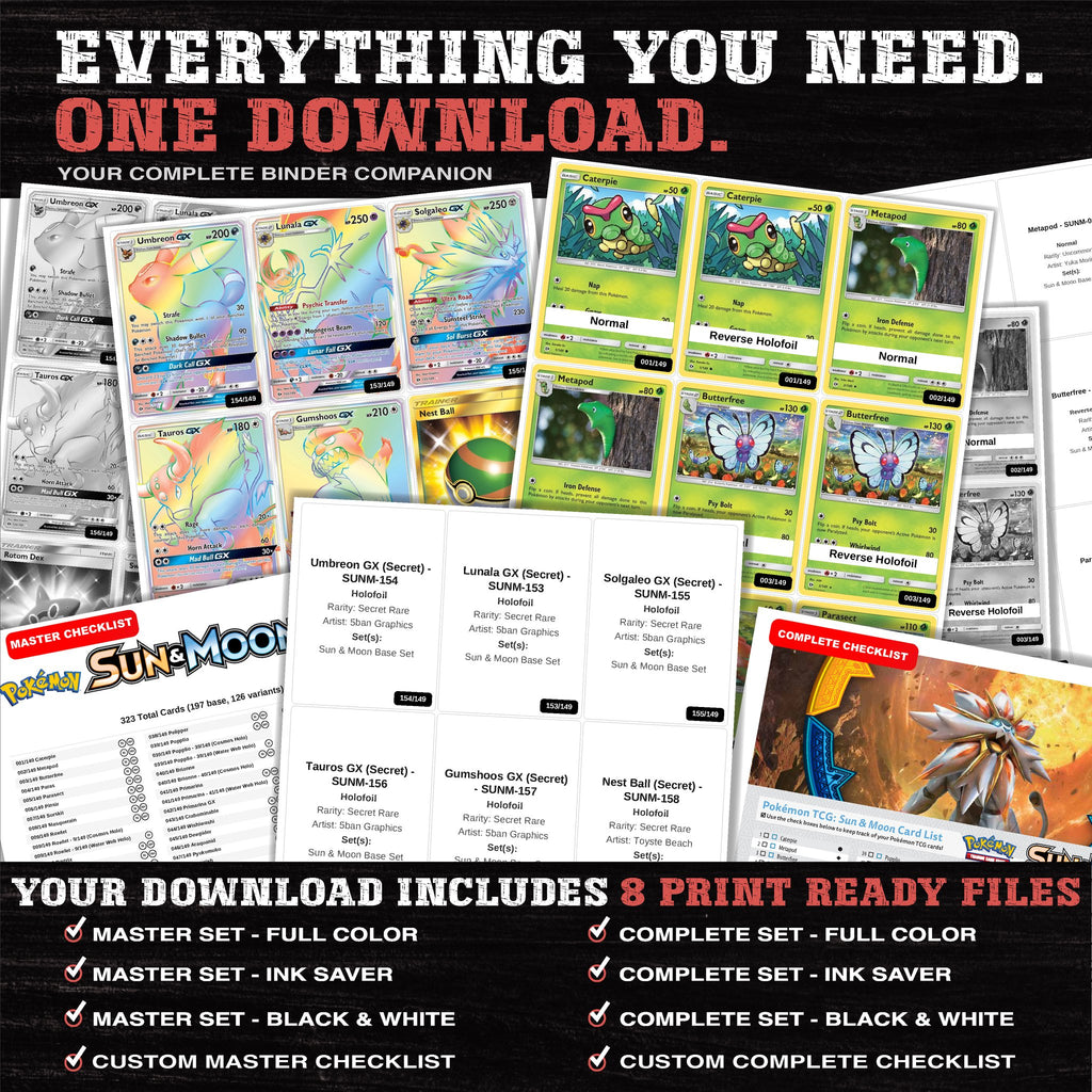 Everything included in the Sun & Moon Base Set placeholder download - 8 PDF files