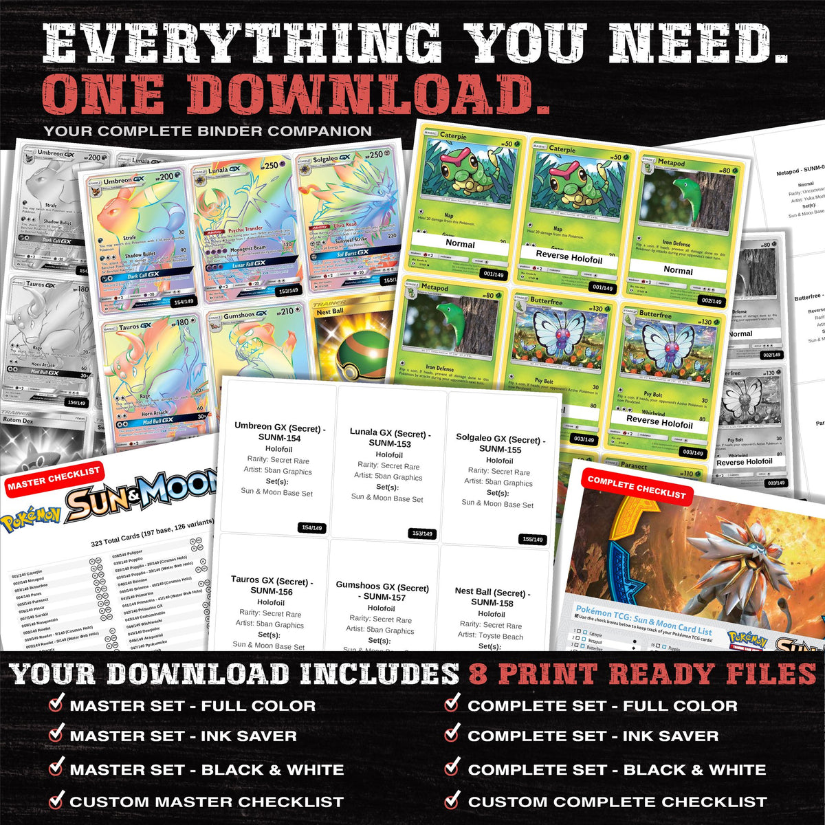Everything included in the Sun & Moon Base Set placeholder download - 8 PDF files