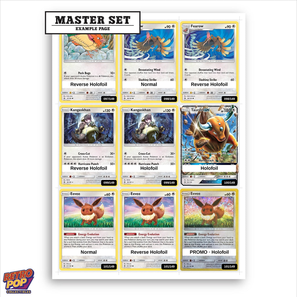 Printed Sun & Moon Base Set placeholders in binder - real photo 1