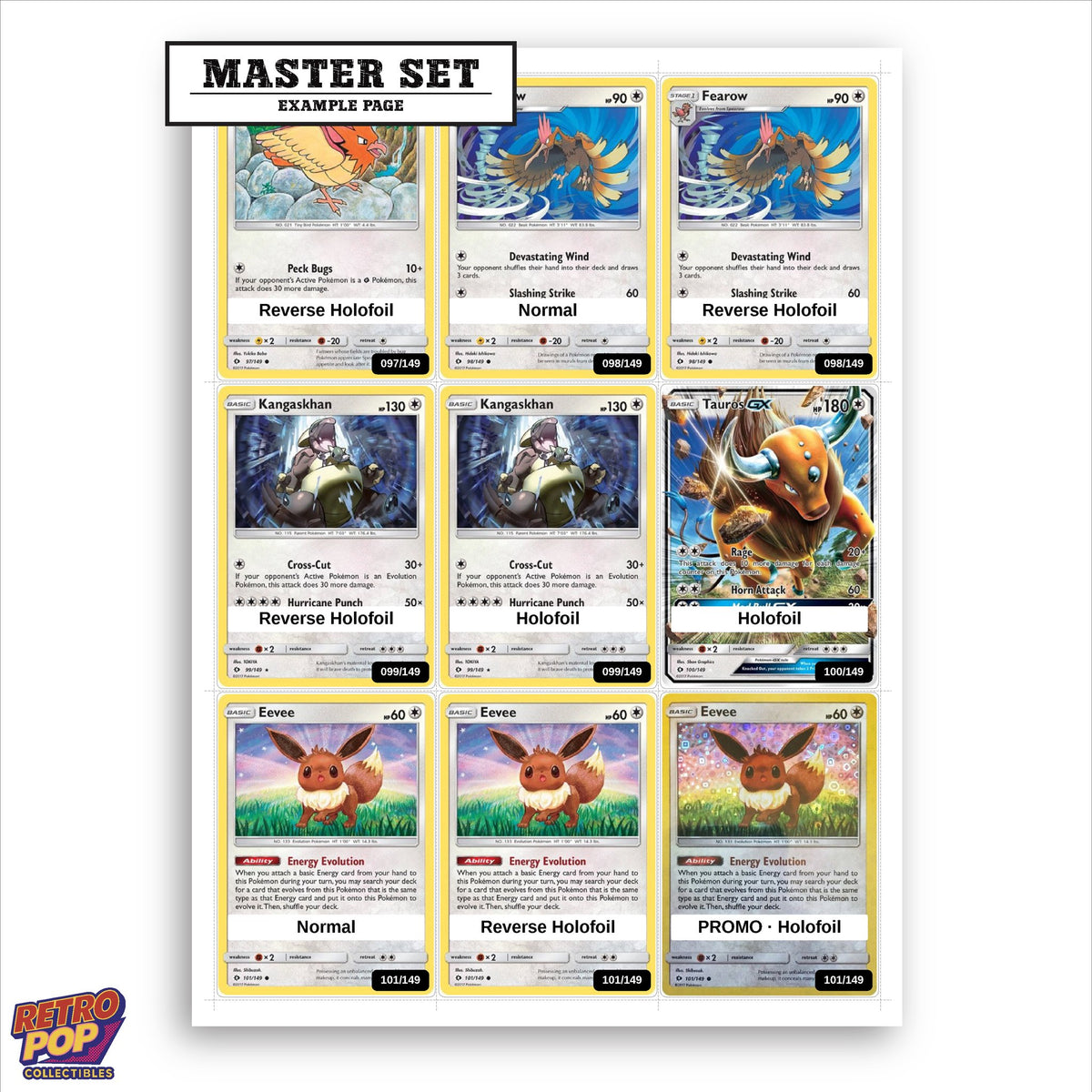 Printed Sun & Moon Base Set placeholders in binder - real photo 1