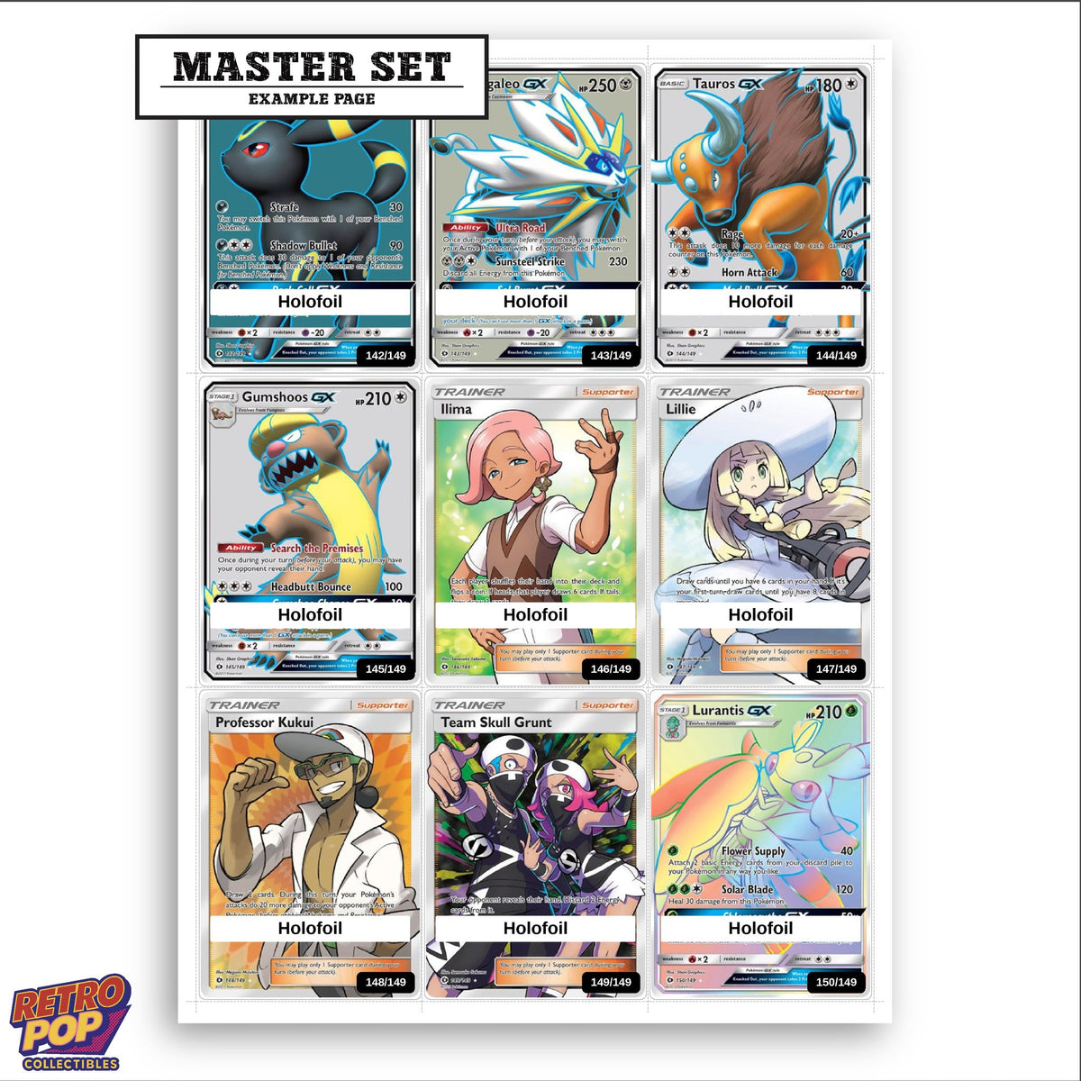 Printed Sun & Moon Base Set placeholders in binder - real photo 3