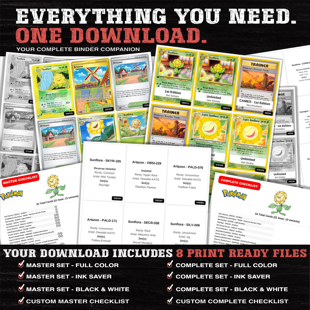Everything included in the Sunflora master set download - 8 PDF files