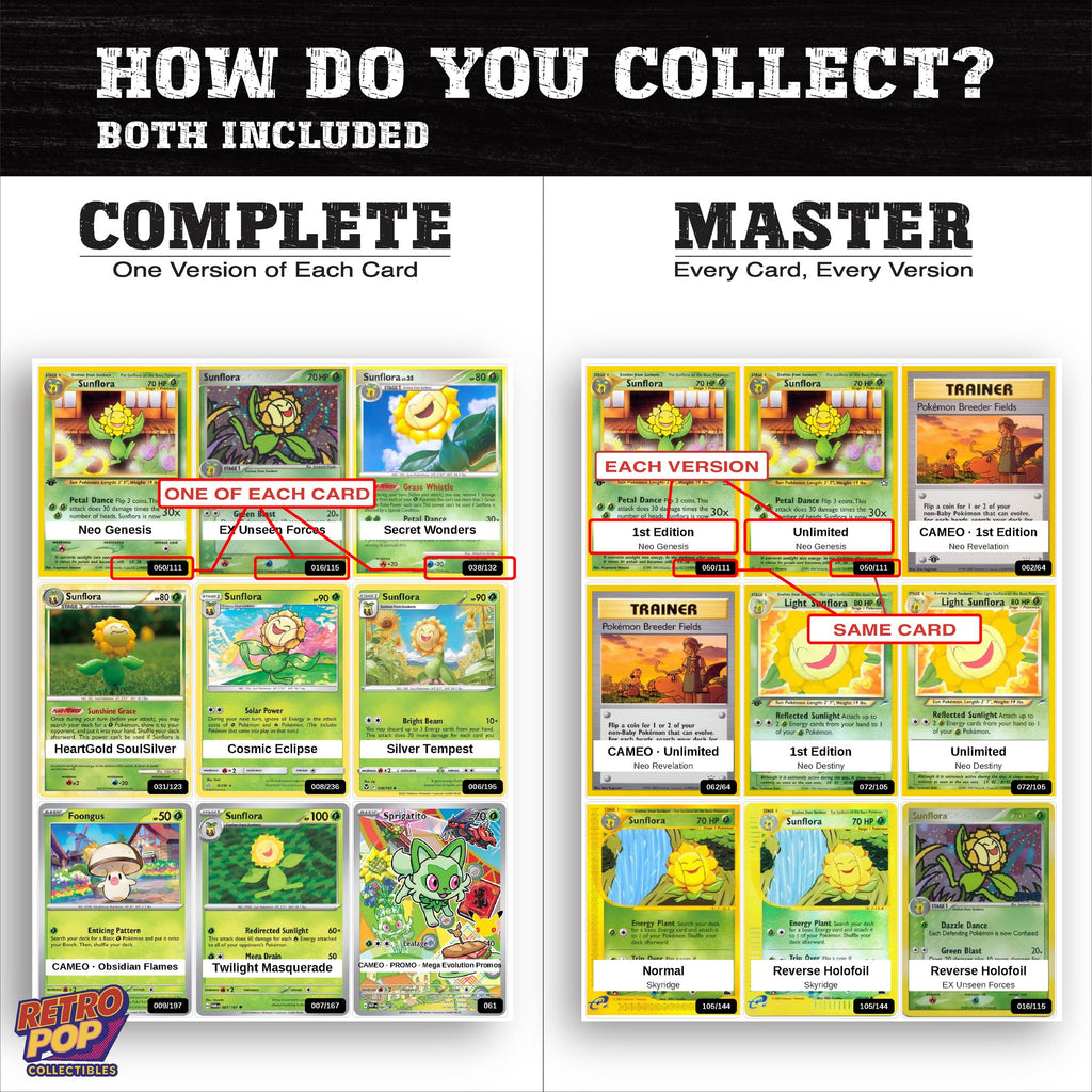 Complete Set vs Master Set versions of the Sunflora binder placeholders