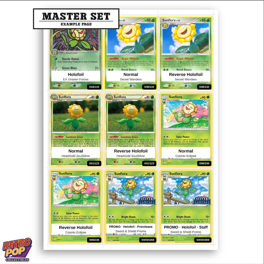 Printed Sunflora Pokemon placeholders in binder - real photo 3