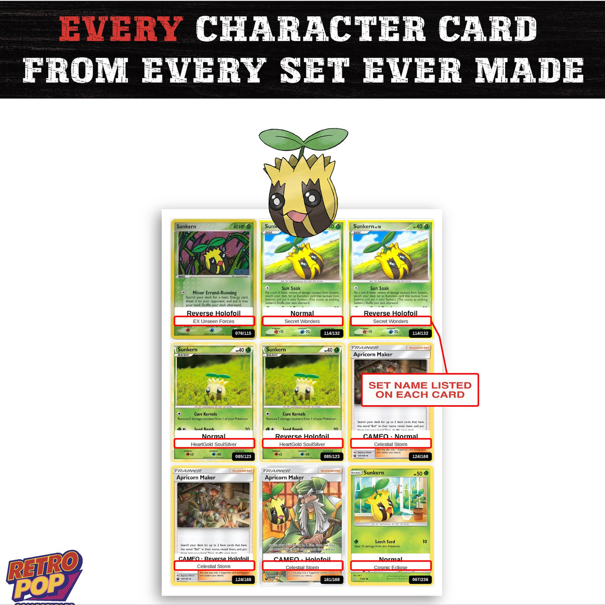 Sunkern card collection preview - every set Sunkern appears in