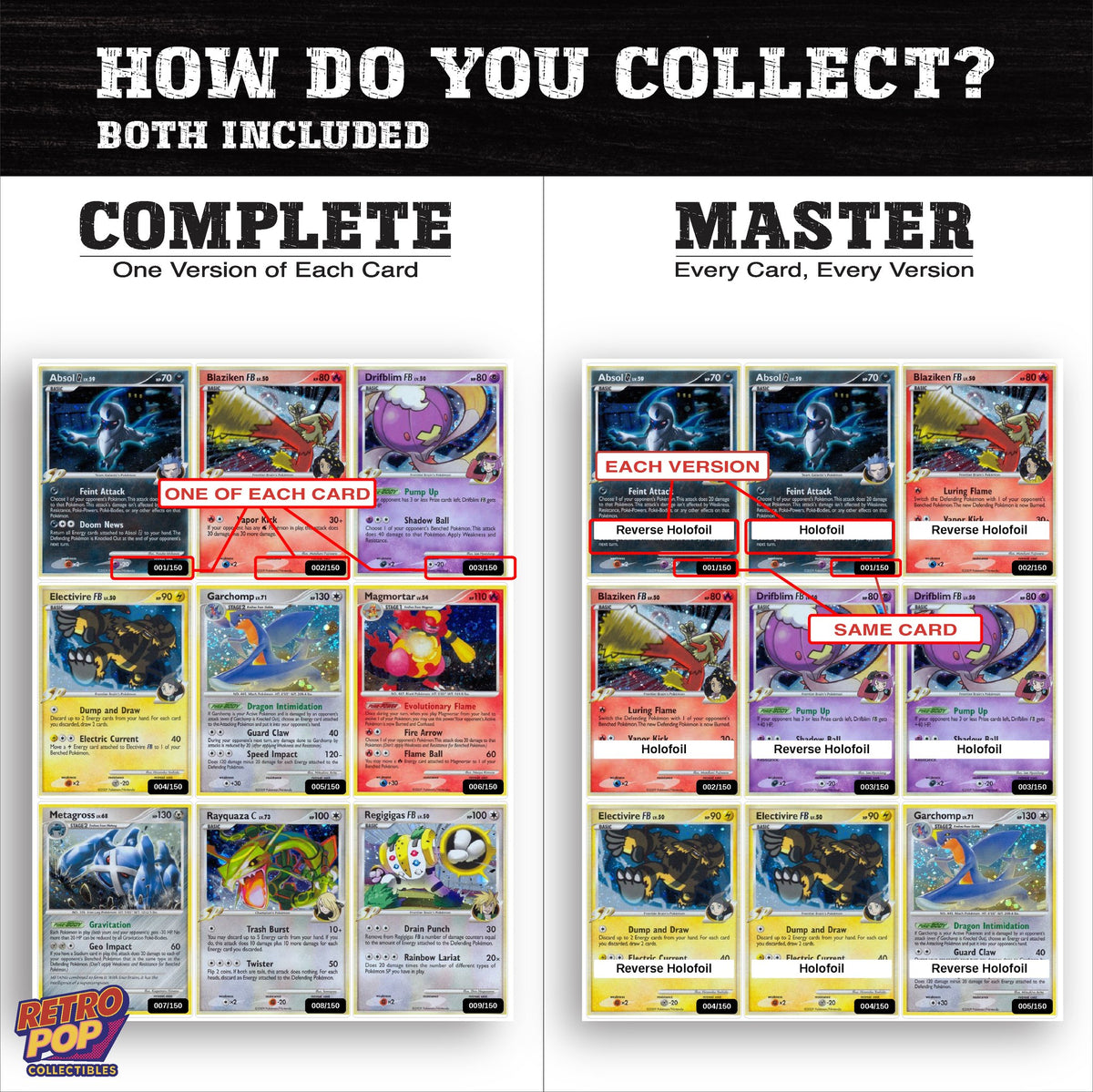 Complete Set vs Master Set versions of Supreme Victors binder placeholders
