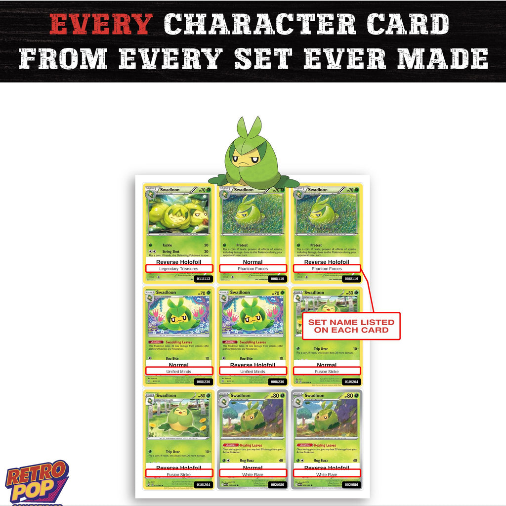Swadloon card collection preview - every set Swadloon appears in