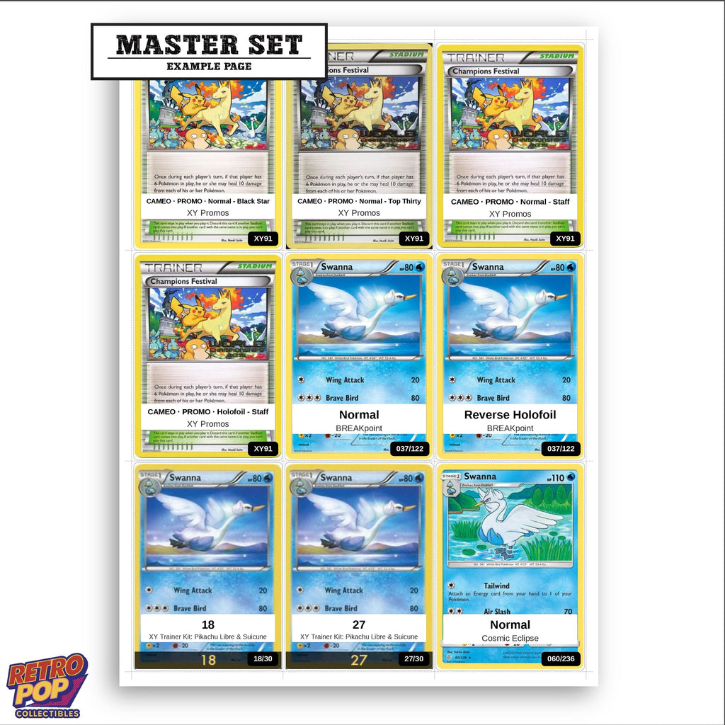 Printed Swanna Pokemon placeholders in binder - real photo 3