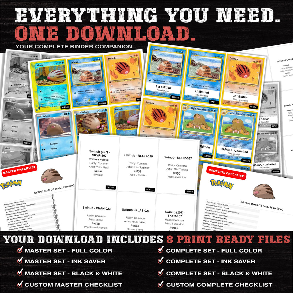 Everything included in the Swinub master set download - 8 PDF files