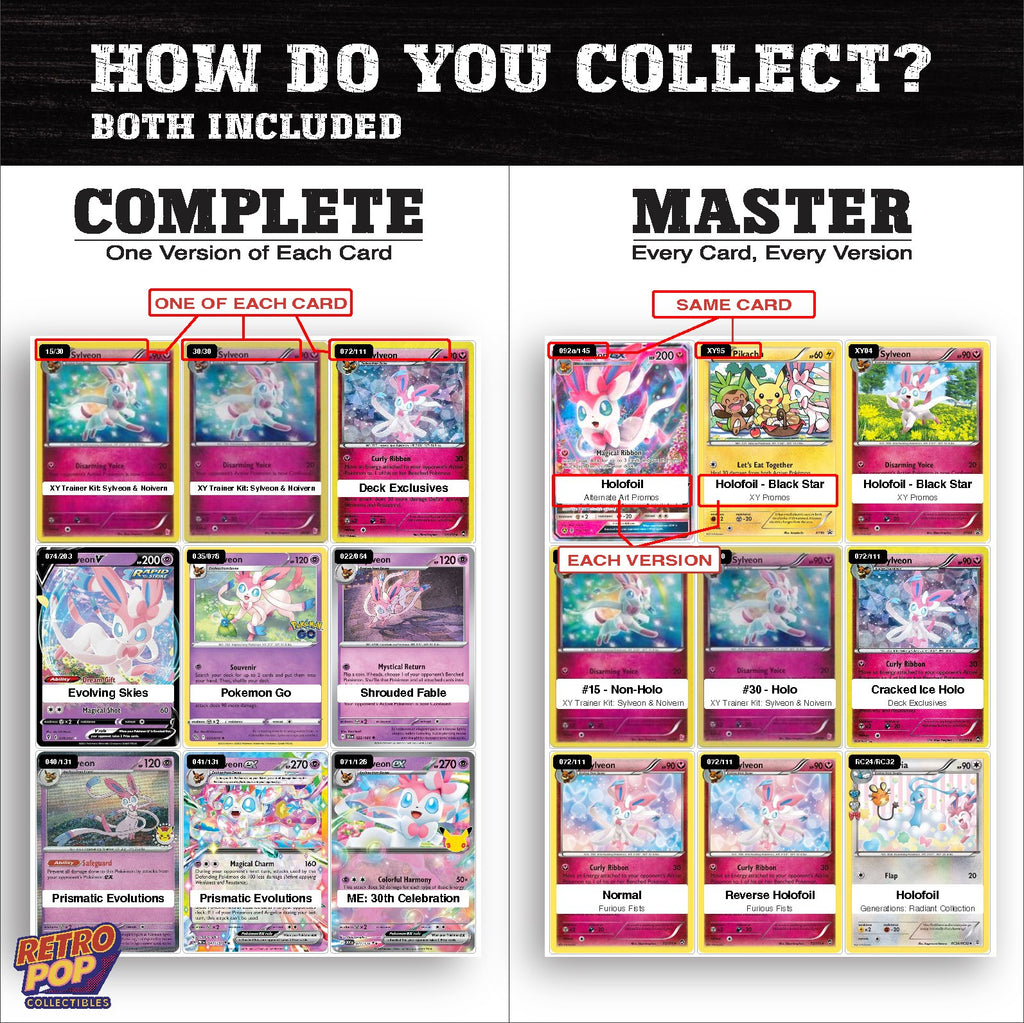 Complete Set vs Master Set versions of the Sylveon binder placeholders