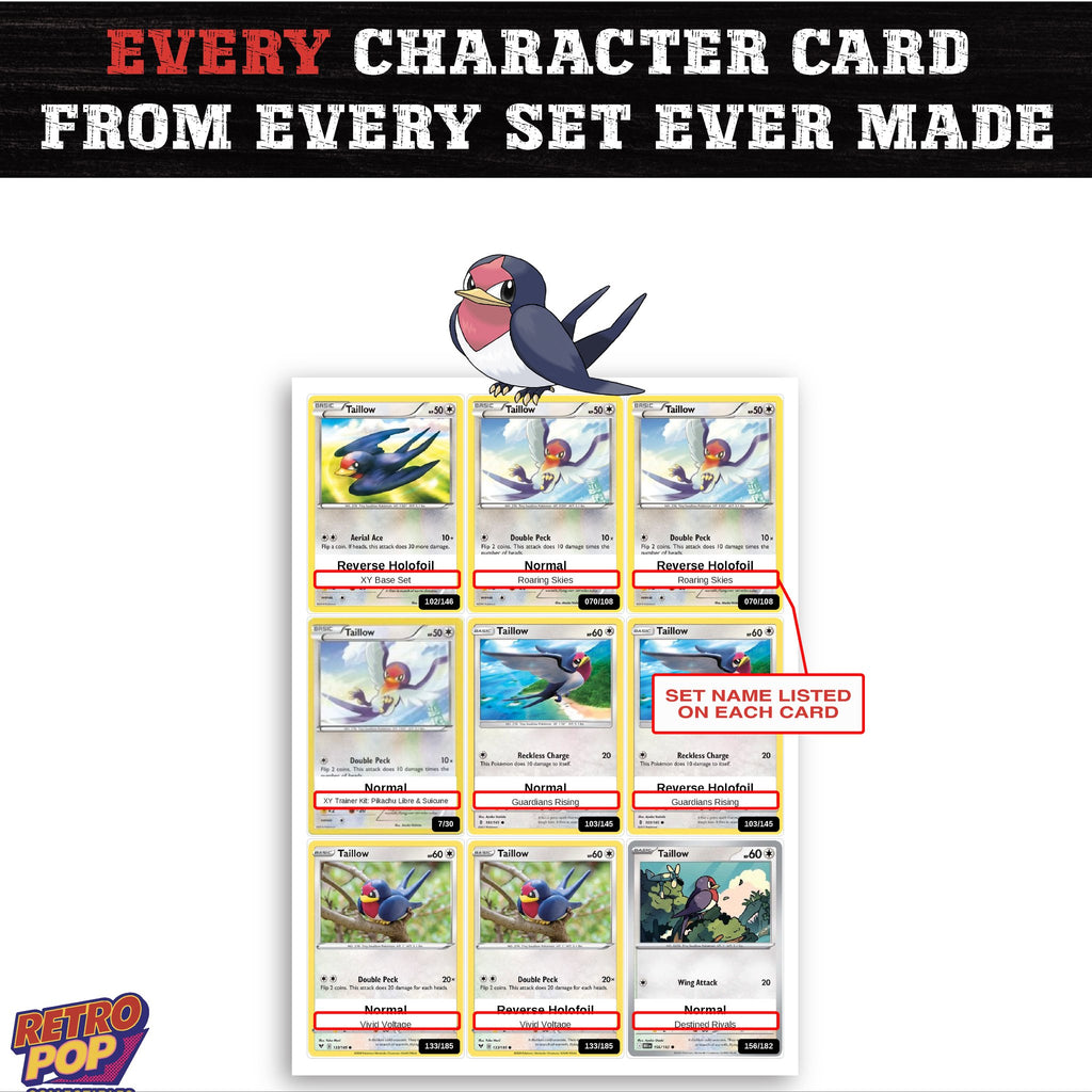 Taillow card collection preview - every set Taillow appears in