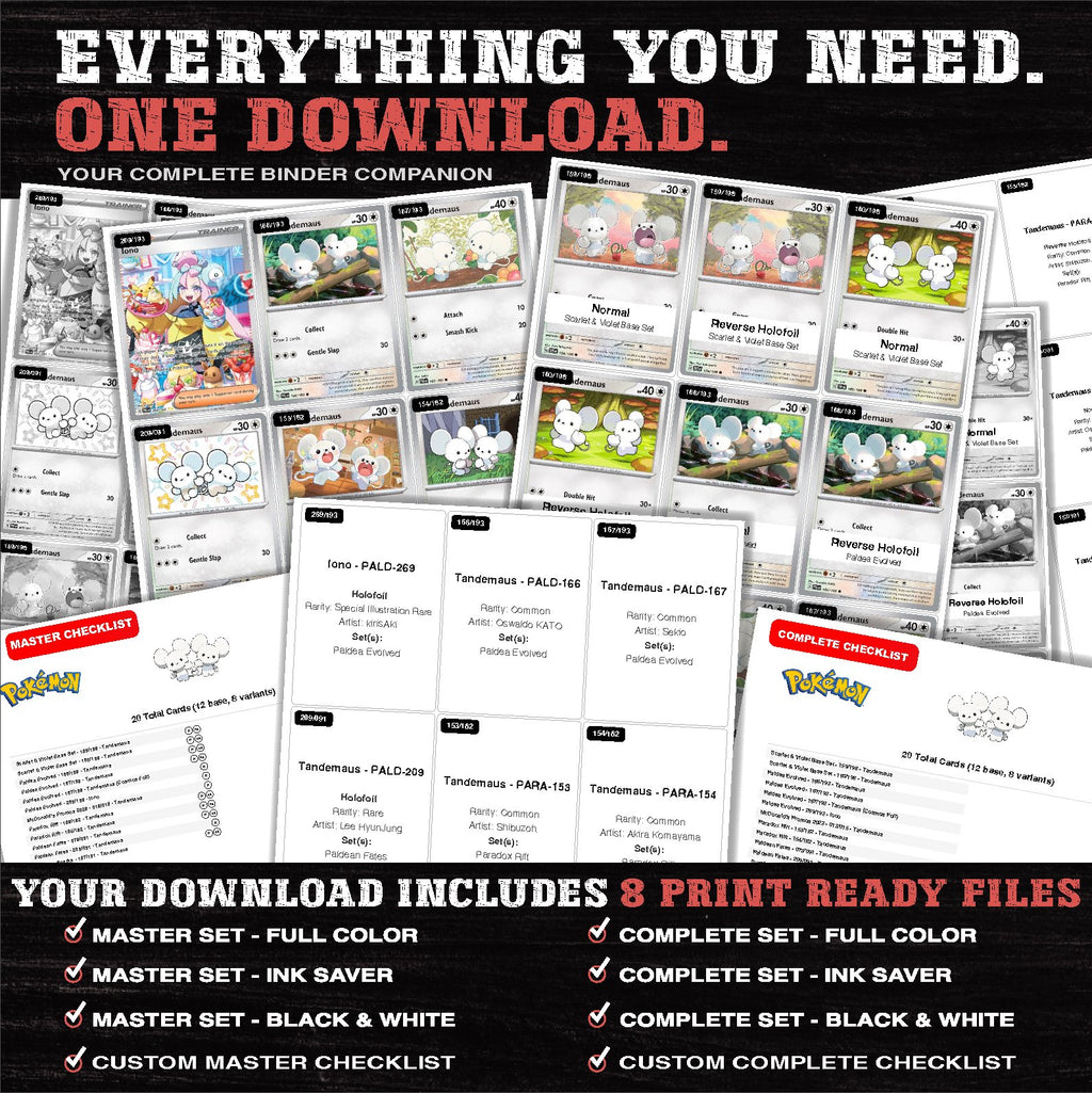 Everything included in the Tandemaus master set download - 8 PDF files