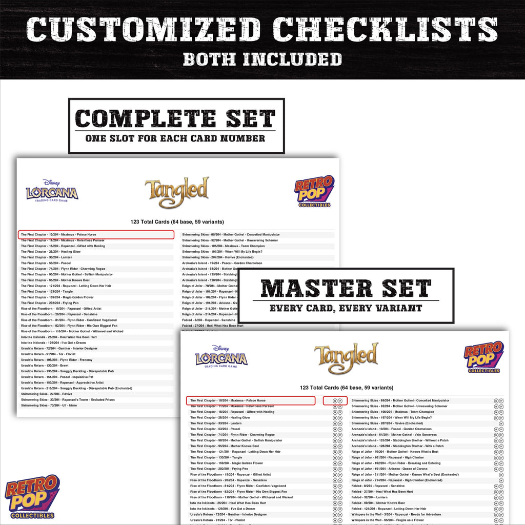 Tangled Disney Lorcana card checklist PDF preview
