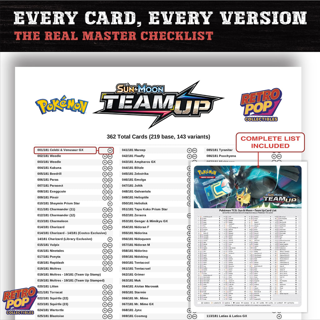 Team Up Pokemon card checklist PDF preview