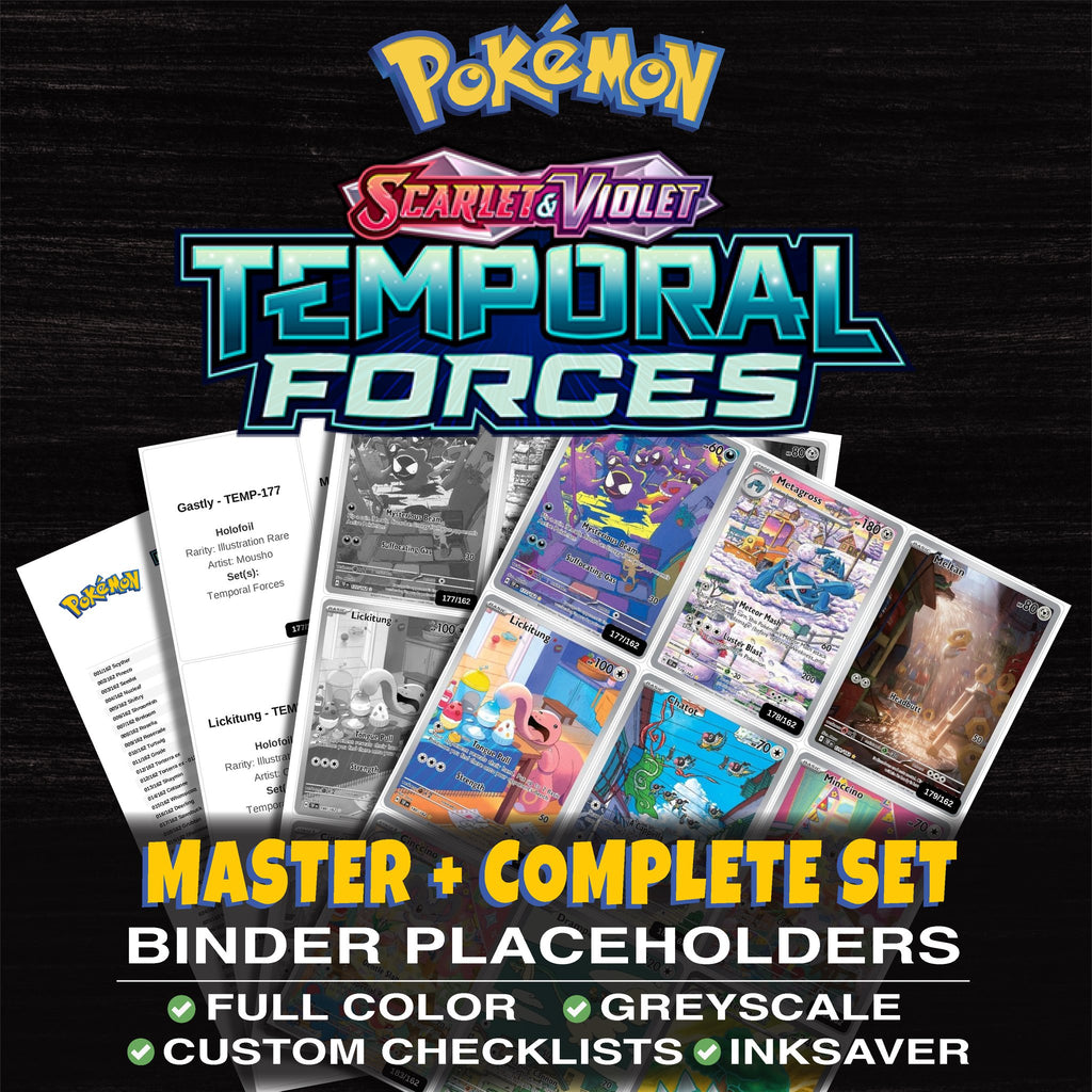 Temporal Forces Pokemon binder placeholders printable PDF - includes Gastly