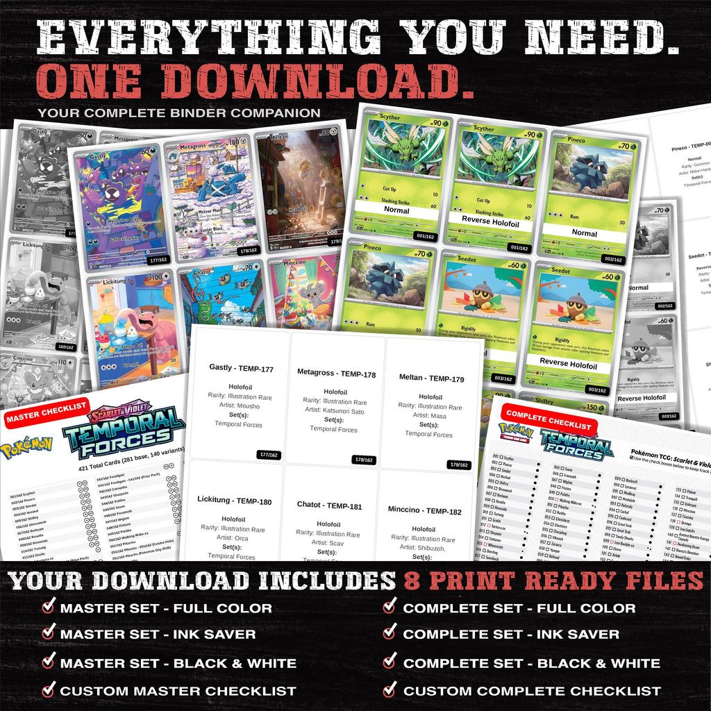 Everything included in the Temporal Forces placeholder download - 8 PDF files