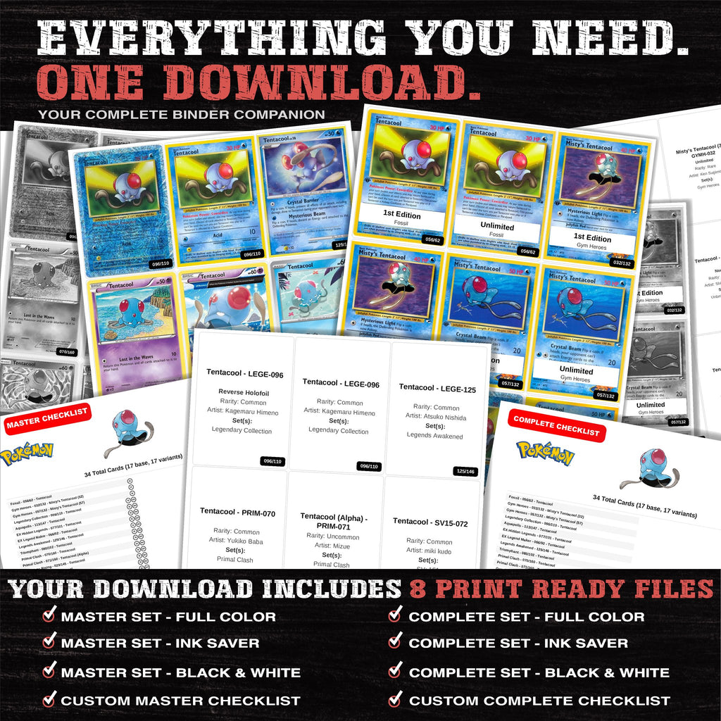 Everything included in the Tentacool master set download - 8 PDF files