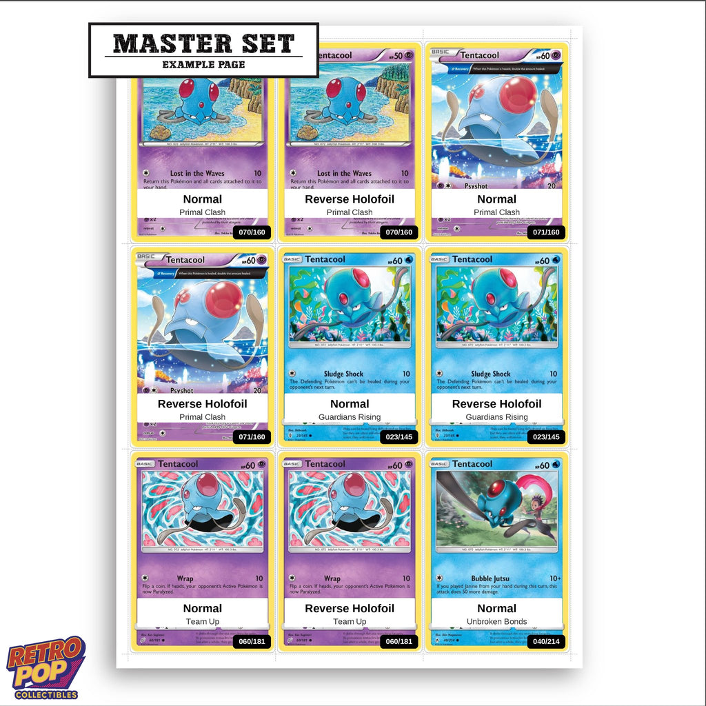 Printed Tentacool Pokemon placeholders in binder - real photo 3