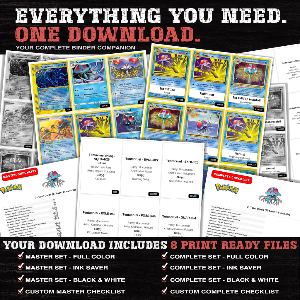 Everything included in the Tentacruel master set download - 8 PDF files