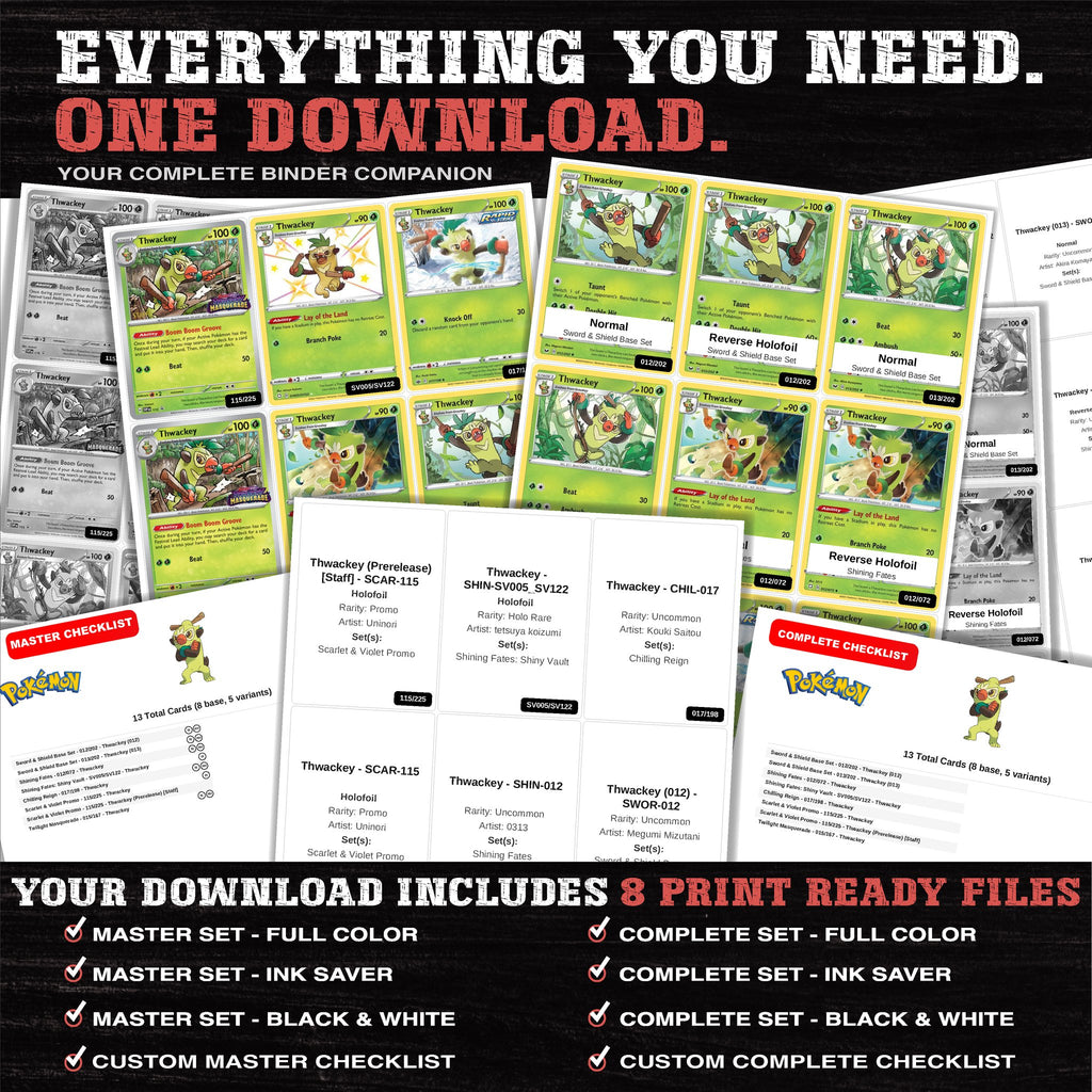 Everything included in the Thwackey master set download - 8 PDF files
