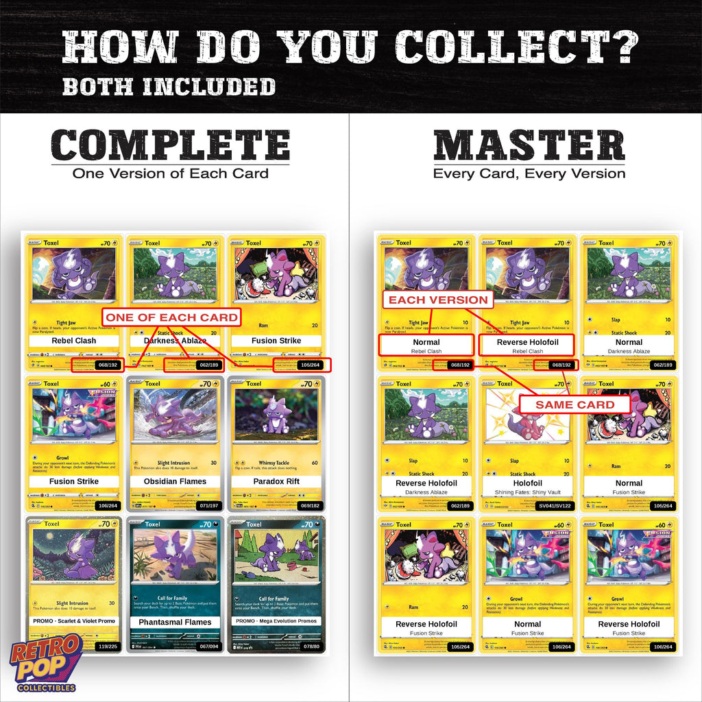 Complete Set vs Master Set versions of the Toxel binder placeholders