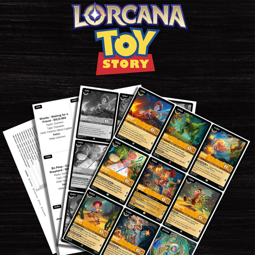 Toy Story Disney Lorcana binder placeholders printable PDF - includes Buzz Lightyear