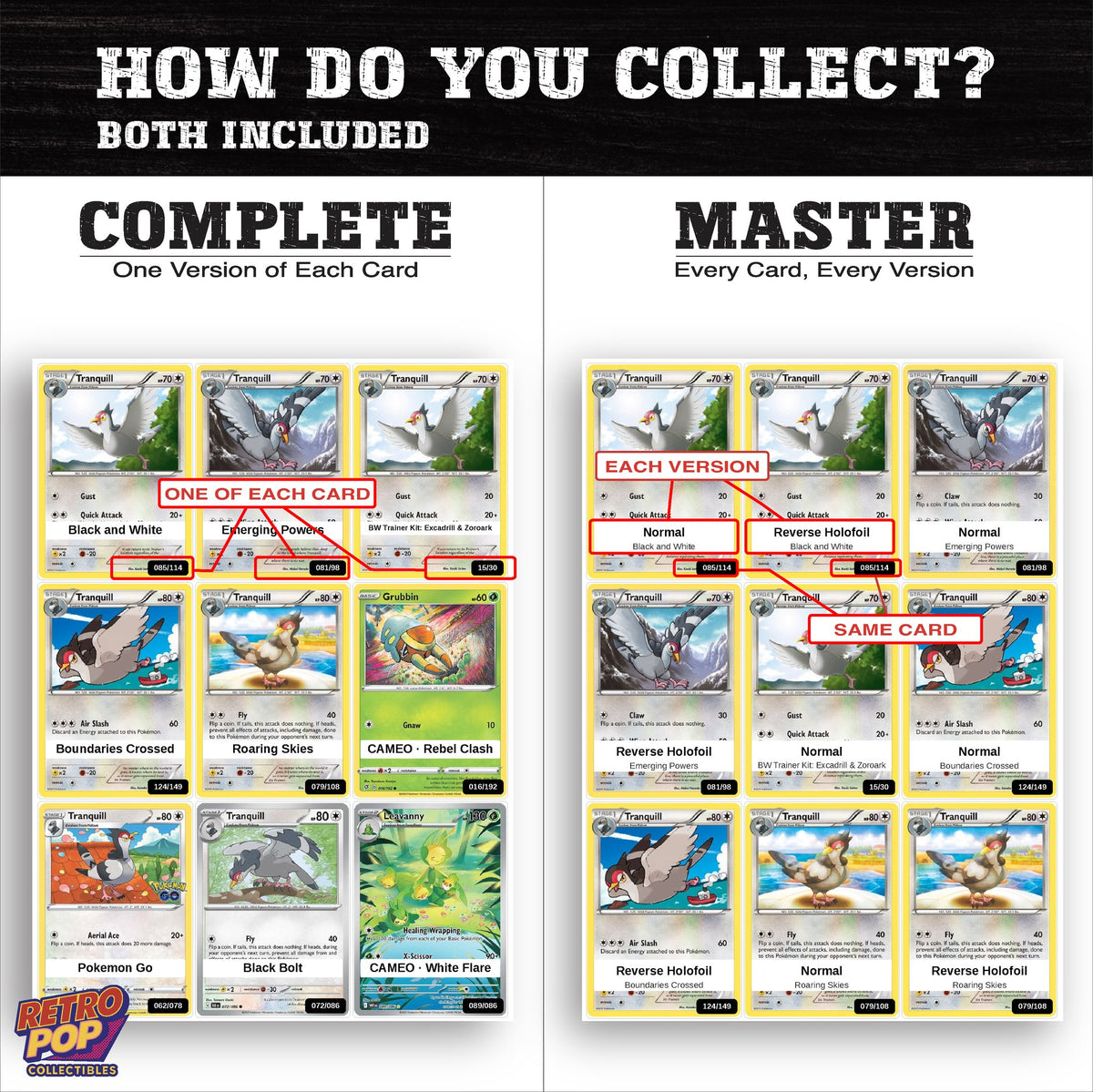 Complete Set vs Master Set versions of the Tranquill binder placeholders