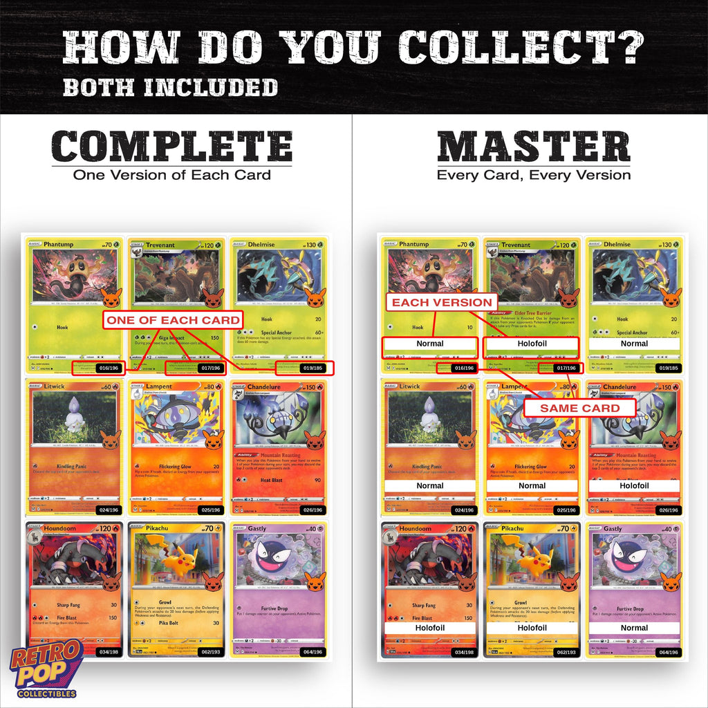 Complete Set vs Master Set versions of Trick or Trade BOOster Bundle 2023 binder placeholders