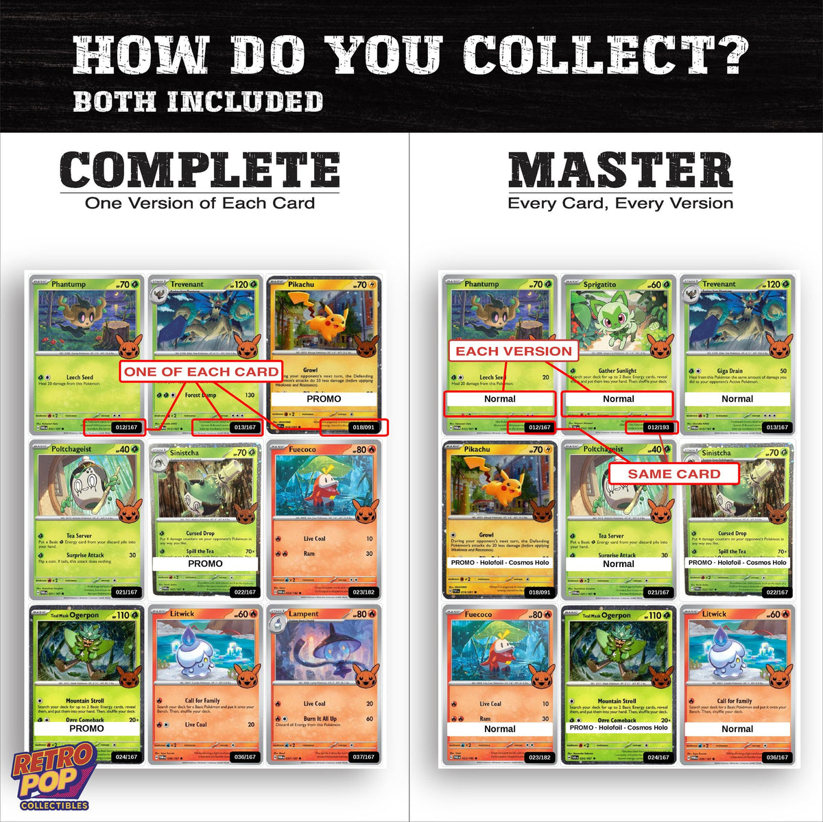 Complete Set vs Master Set versions of Trick or Trade BOOster Bundle 2024 binder placeholders
