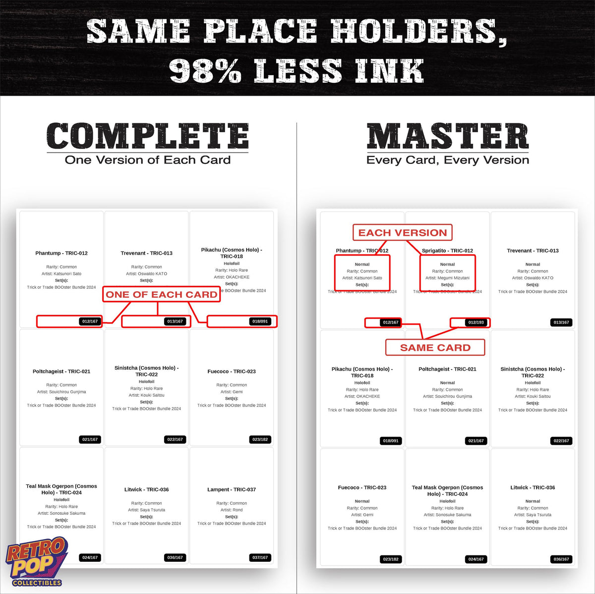 Ink saver greyscale Trick or Trade BOOster Bundle 2024 placeholder sheet - 98 percent less ink