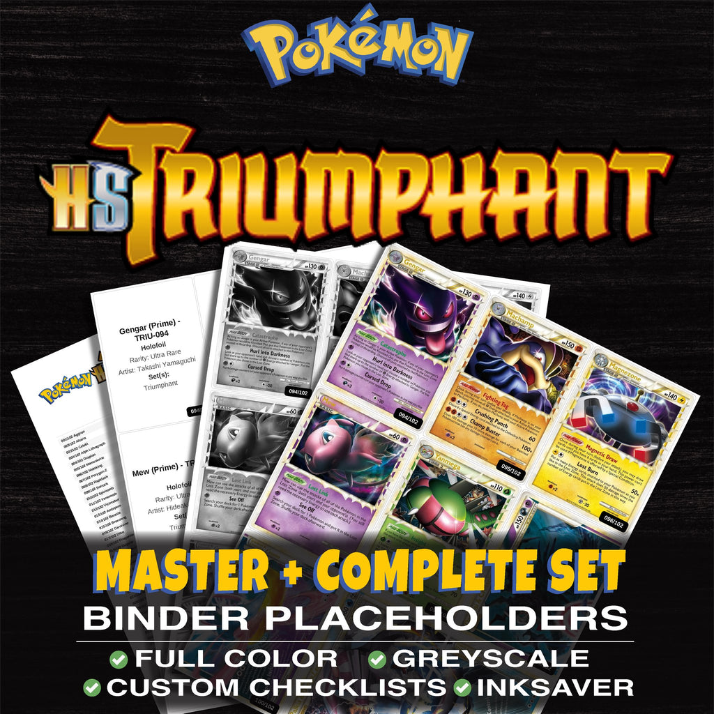 Triumphant Pokemon binder placeholders printable PDF - includes Gengar (Prime)