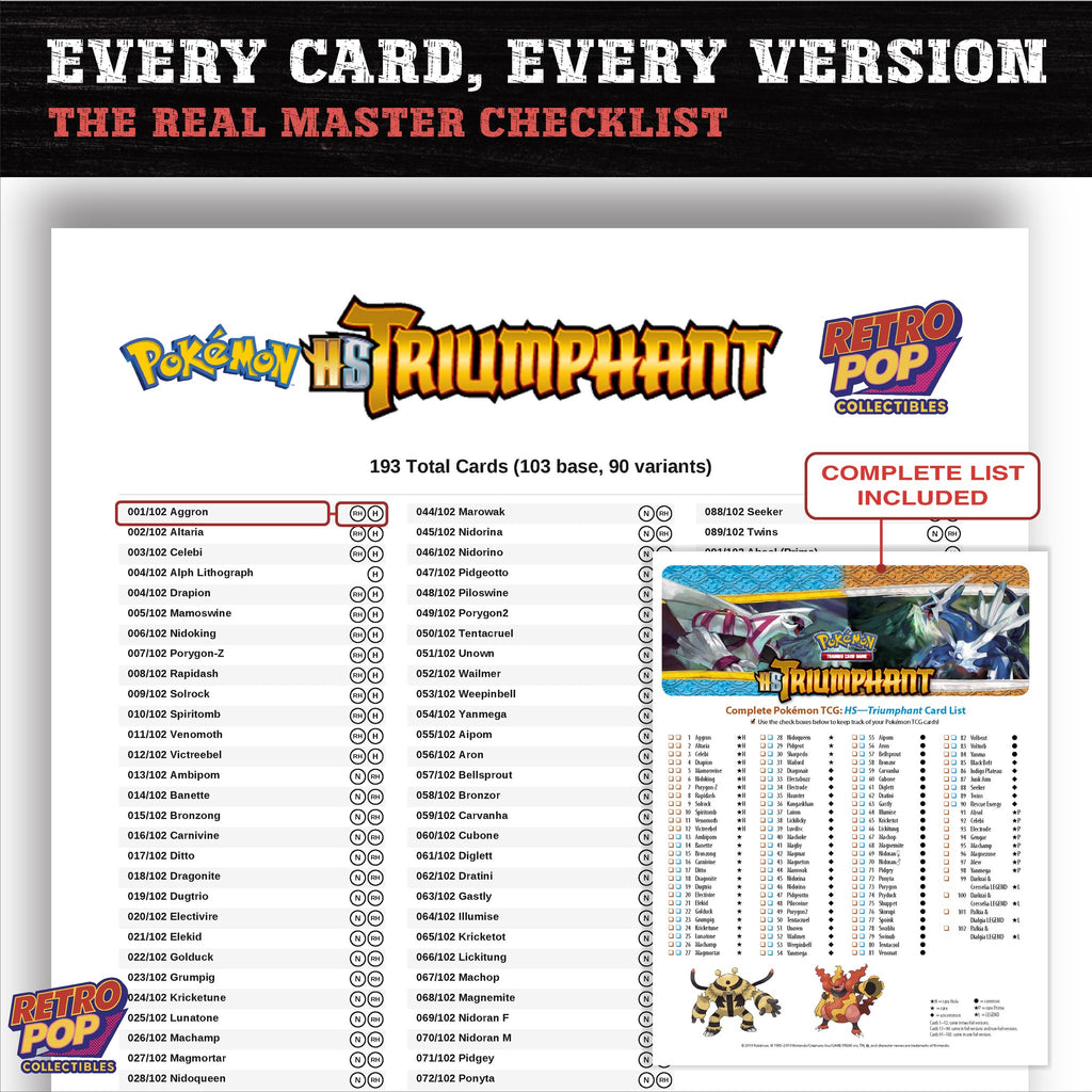 Triumphant Pokemon card checklist PDF preview