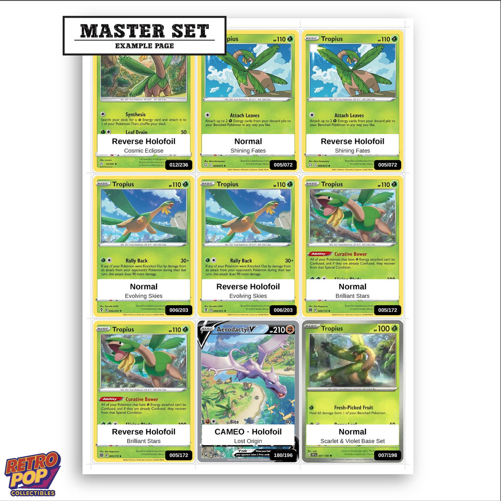 Printed Tropius Pokemon placeholders in binder - real photo 3