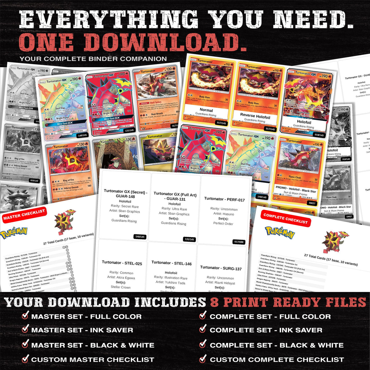 Everything included in the Turtonator master set download - 8 PDF files
