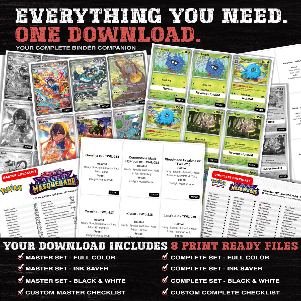 Everything included in the Twilight Masquerade placeholder download - 8 PDF files