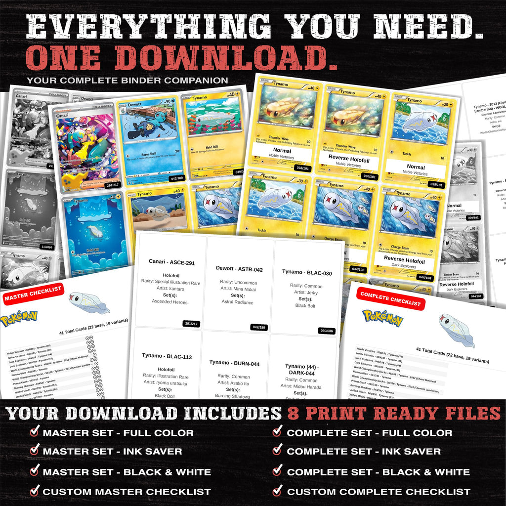 Everything included in the Tynamo master set download - 8 PDF files