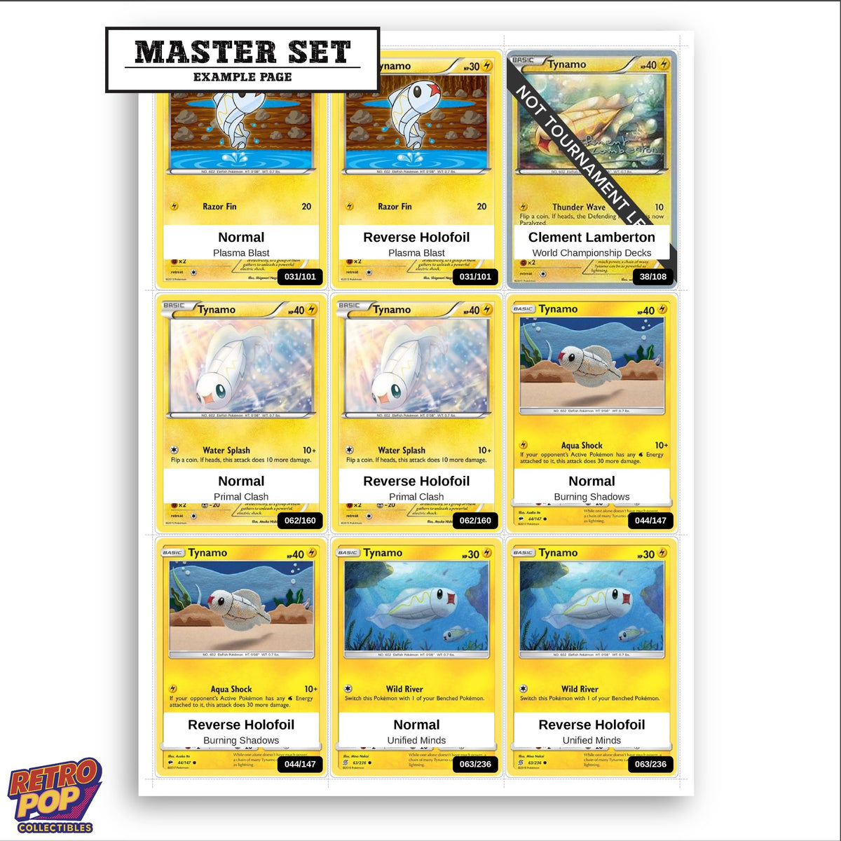Printed Tynamo Pokemon placeholders in binder - real photo 3