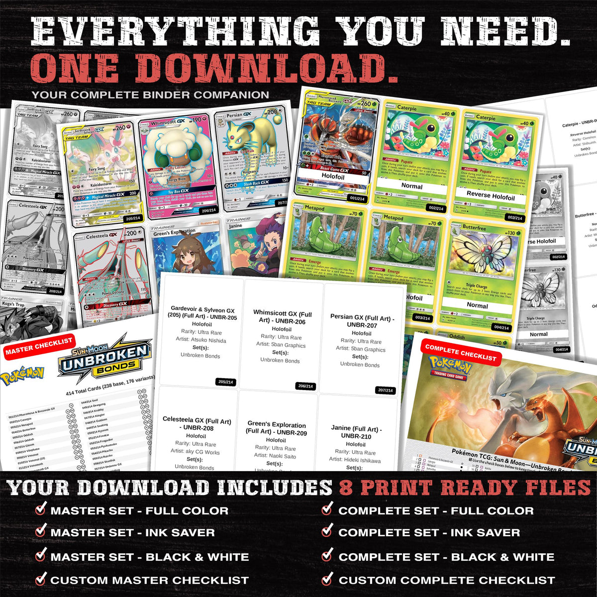 Everything included in the Unbroken Bonds placeholder download - 8 PDF files